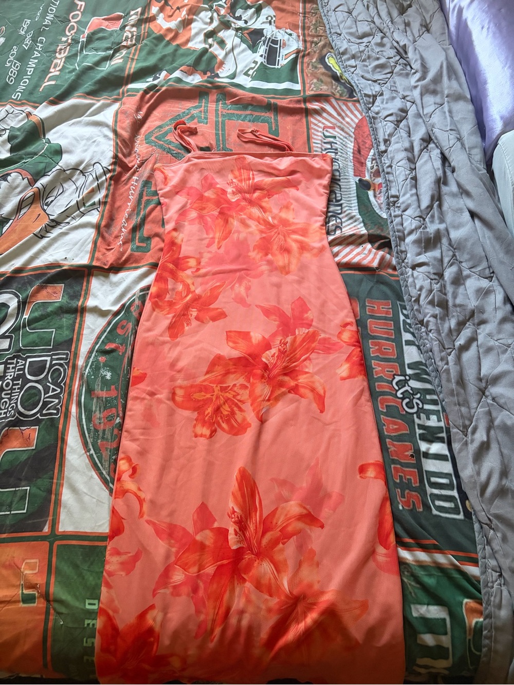 SHEIN Coral Pink Floral Strapless Maxi Dress
